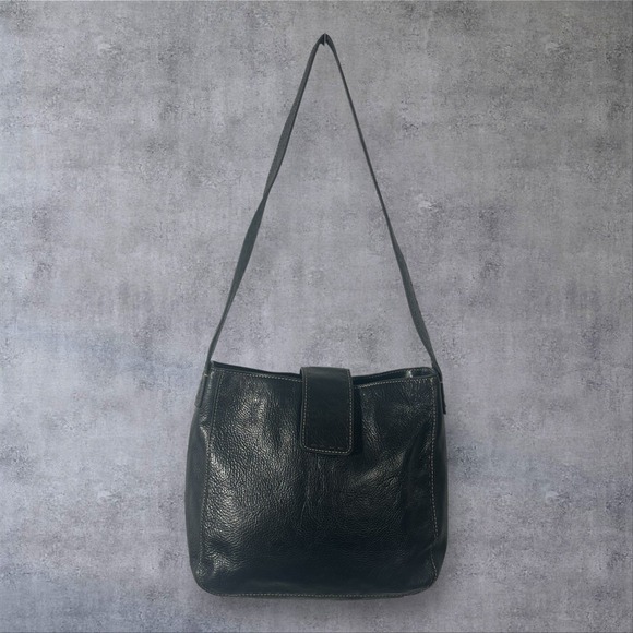 Fossil Handbags - Vintage Fossil Black Leather Hobo Shoulder Bag Purse Contrast Stitching